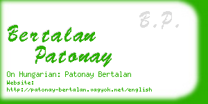 bertalan patonay business card